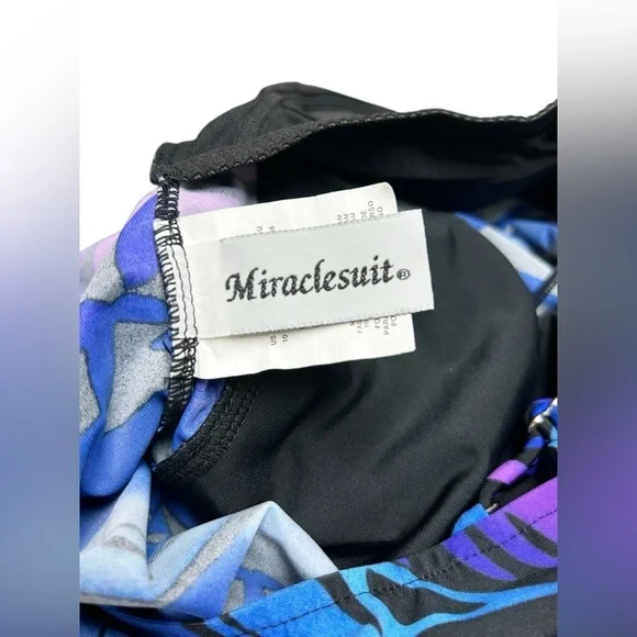 MIRACLESUIT Colorful Ruching Swim Suit Size 10 - Picture 3 of 9